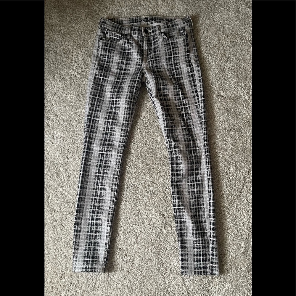 7 For All Mankind Gray Checkered Jeans Size 27